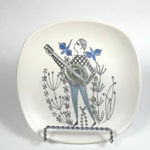 Stavangerflint Danish modern Man with the Mandolin Hand painted Plate, retro MCM